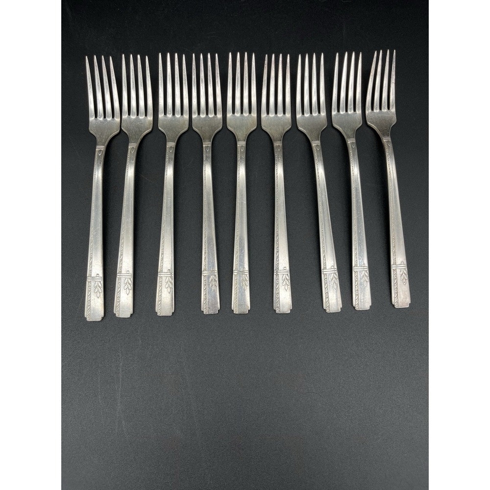 Silverplate Grenoble Grille Fork Set By Oneida Silver 9 Pieces